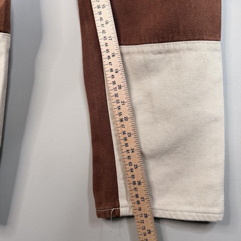 Unisex Ultra High Waisted Patched Denim Dad Jean Brown/beige Size 36X28 - Picture 9 of 16